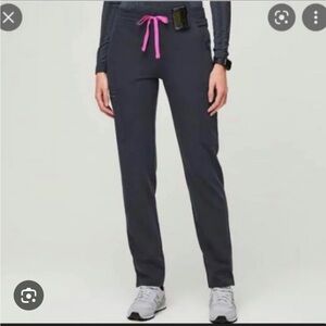 Figs Men's Dress Pants in Dark Gray with Pink Accent